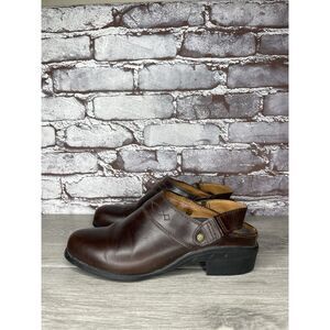 Ariat Mule Brown Leather Slip On Western Ankle Strap Clogs Women Sz 6.5B US/37EU